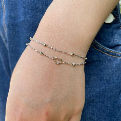 [CiCi]Dainty Double Layer Love Heart Bracelet