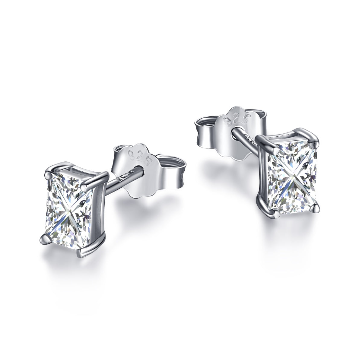 [CiCi]Stylish Shiny Rectangular Center Stone Stud Earrings