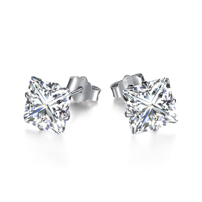 [CiCi]Stylish Shiny Square Center Stone Stud Earrings