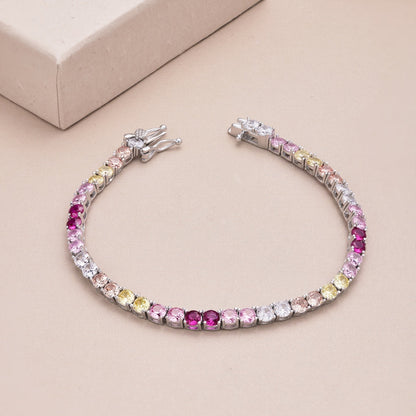 [CiCi]Radiant Colorful Round Cut Tennis Bracelet