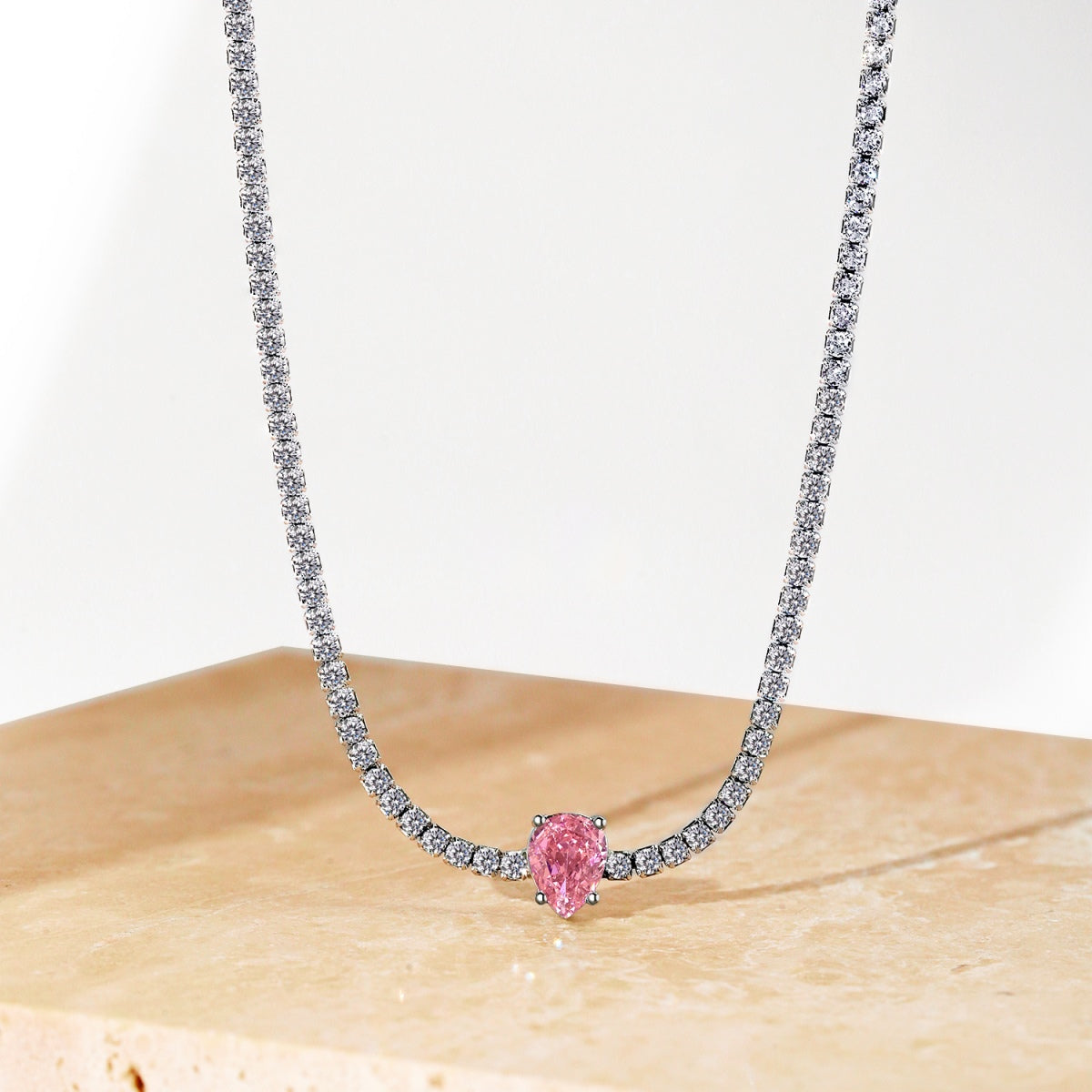 [CiCi]1.0 carat Unique Pear Cut Tennis Necklace