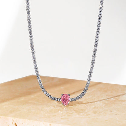 [CiCi]1.0 carat Unique Pear Cut Tennis Necklace