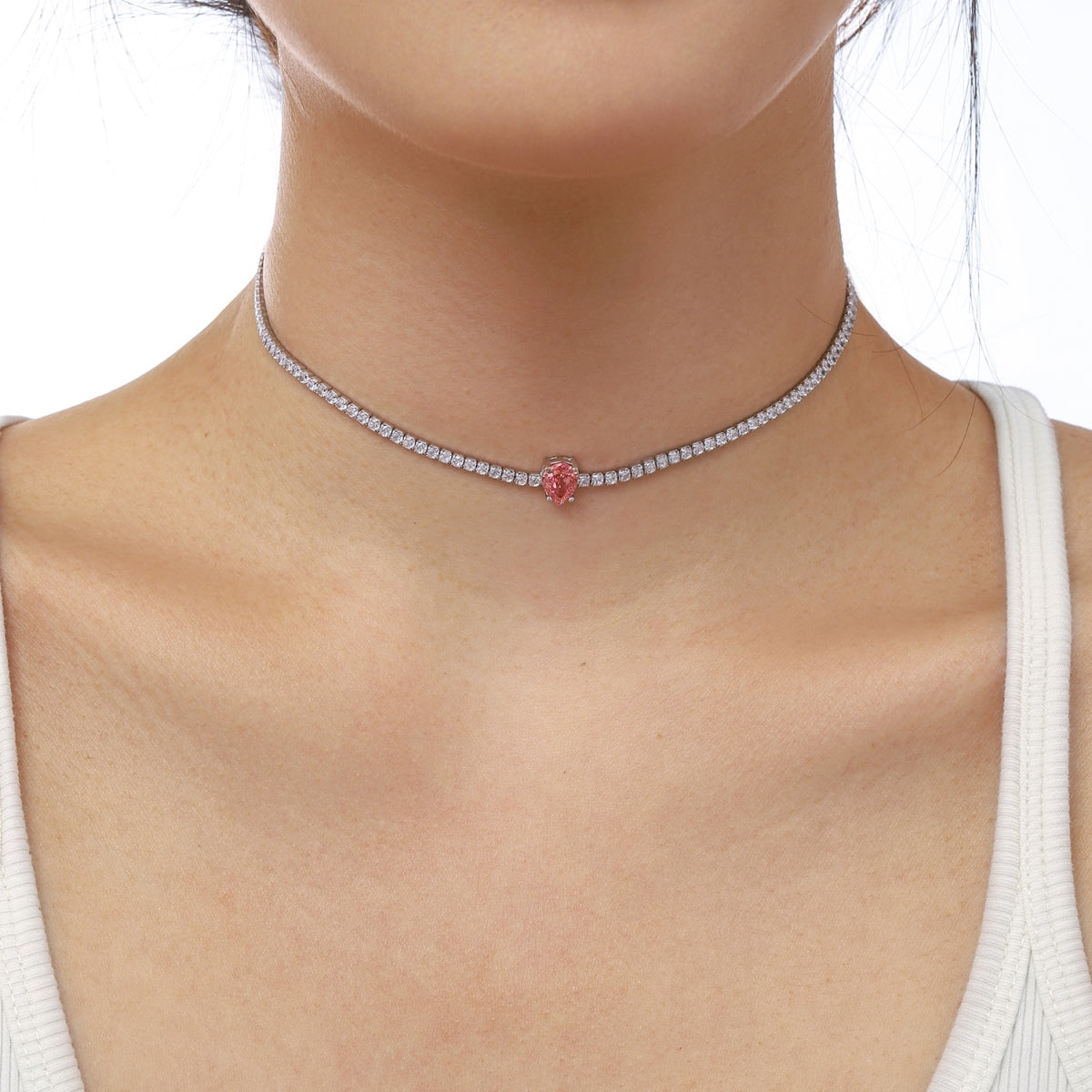 [CiCi]1.0 carat Unique Pear Cut Tennis Necklace