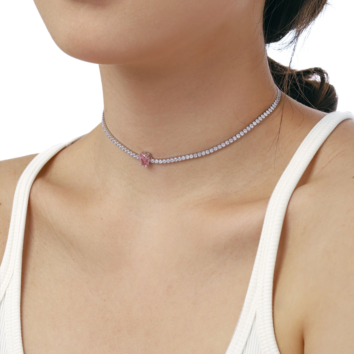 [CiCi]1.0 carat Unique Pear Cut Tennis Necklace