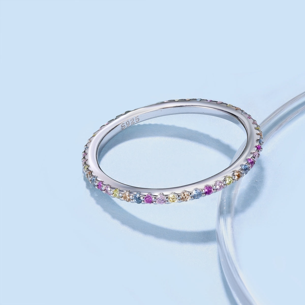 [CiCi]Ornate Colorful Round Cut Tennis Ring