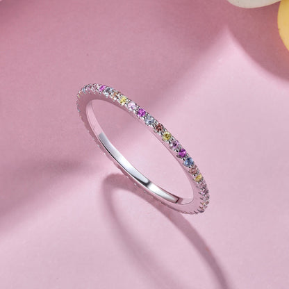 [CiCi]Ornate Colorful Round Cut Tennis Ring
