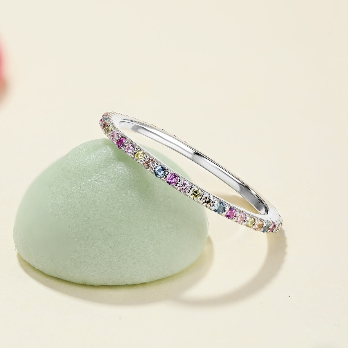 [CiCi]Ornate Colorful Round Cut Tennis Ring