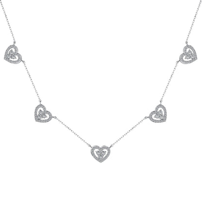 [CiCi]Sparkling Five Heart Necklace