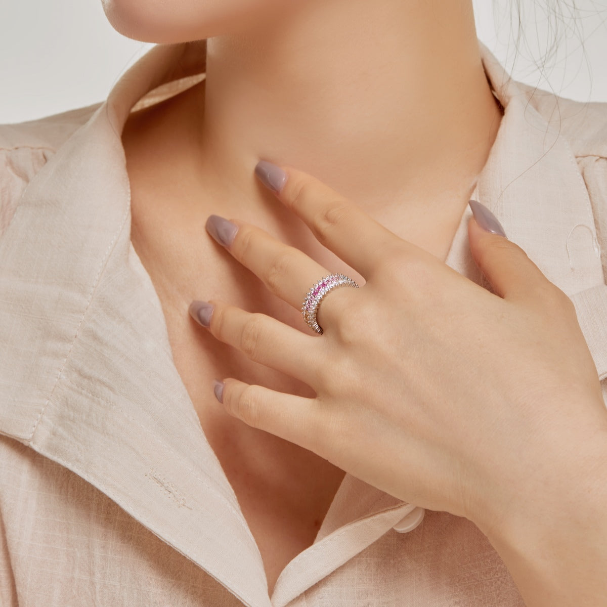 [CiCi]Ornate Colorful Radiant Cut Daily Ring