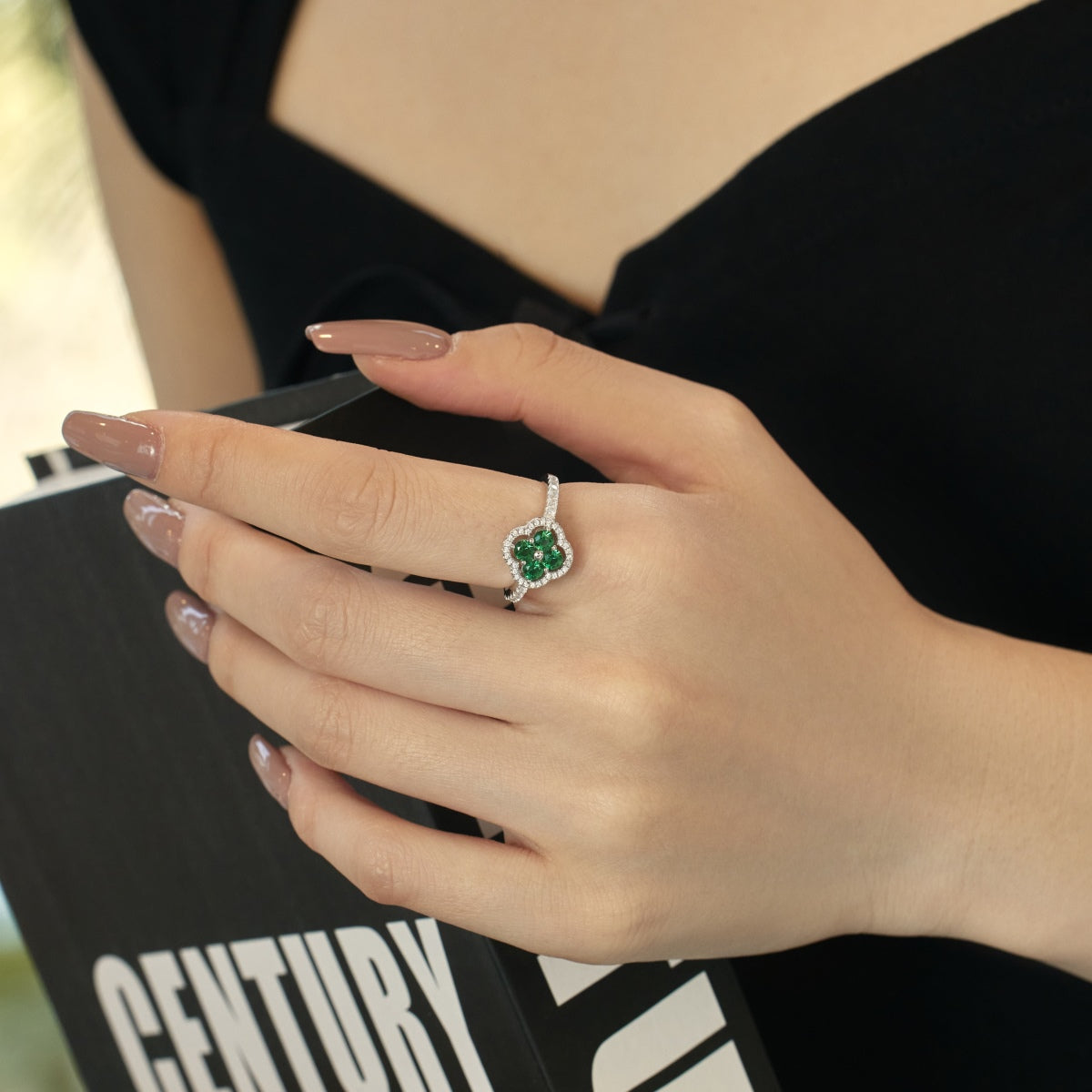 [CiCi]Four Leaf Clover Flower Design Ring