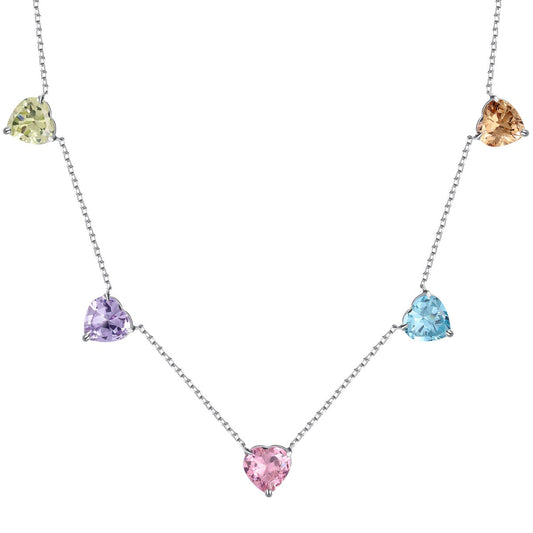 [CiCi]Sparkling Colorful Heart Cut Necklace