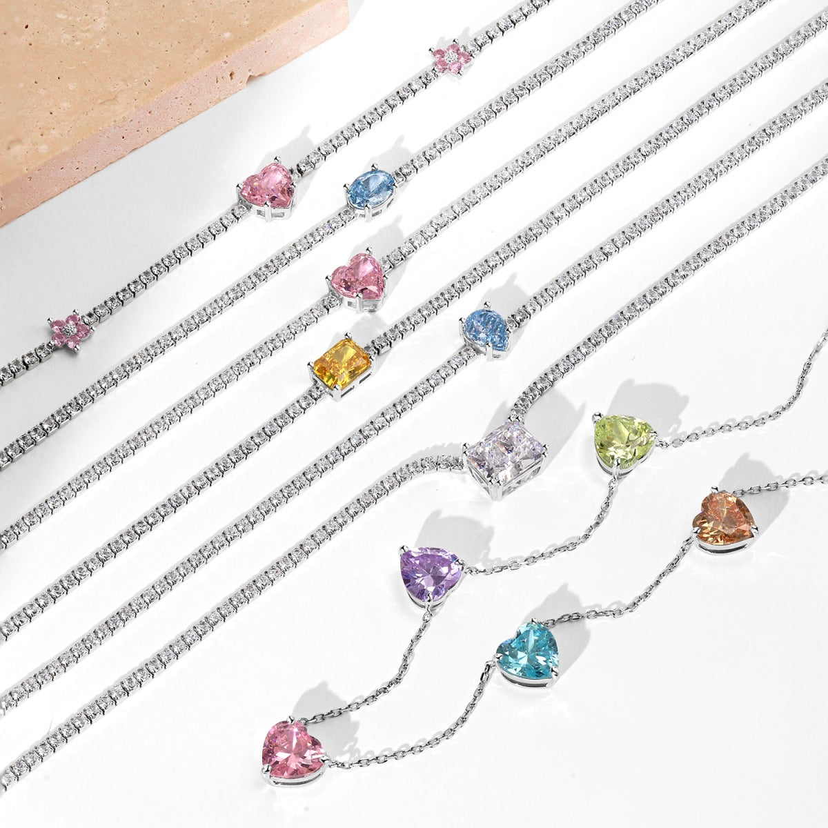 [CiCi]Dazzling Pink Heart Flower Necklace