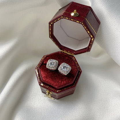 [CiCi]Classic Round Center Stone Stud Earrings