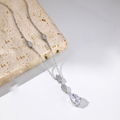 [CiCi]Dazzling Pear Cut Necklace