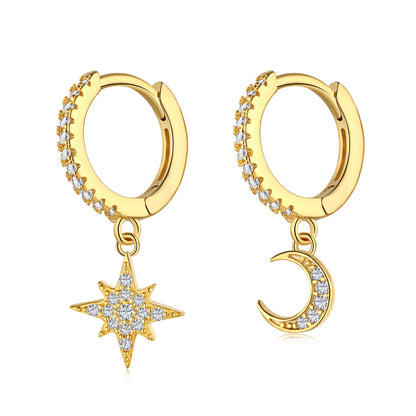 [CiCi]Star and Moon Asymmetric Earrings
