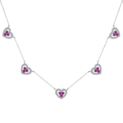[CiCi]Sparkling Five Heart Necklace
