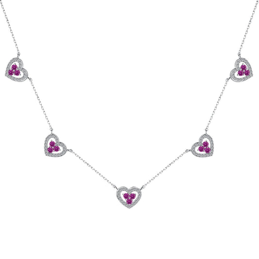 [CiCi]Sparkling Five Heart Necklace