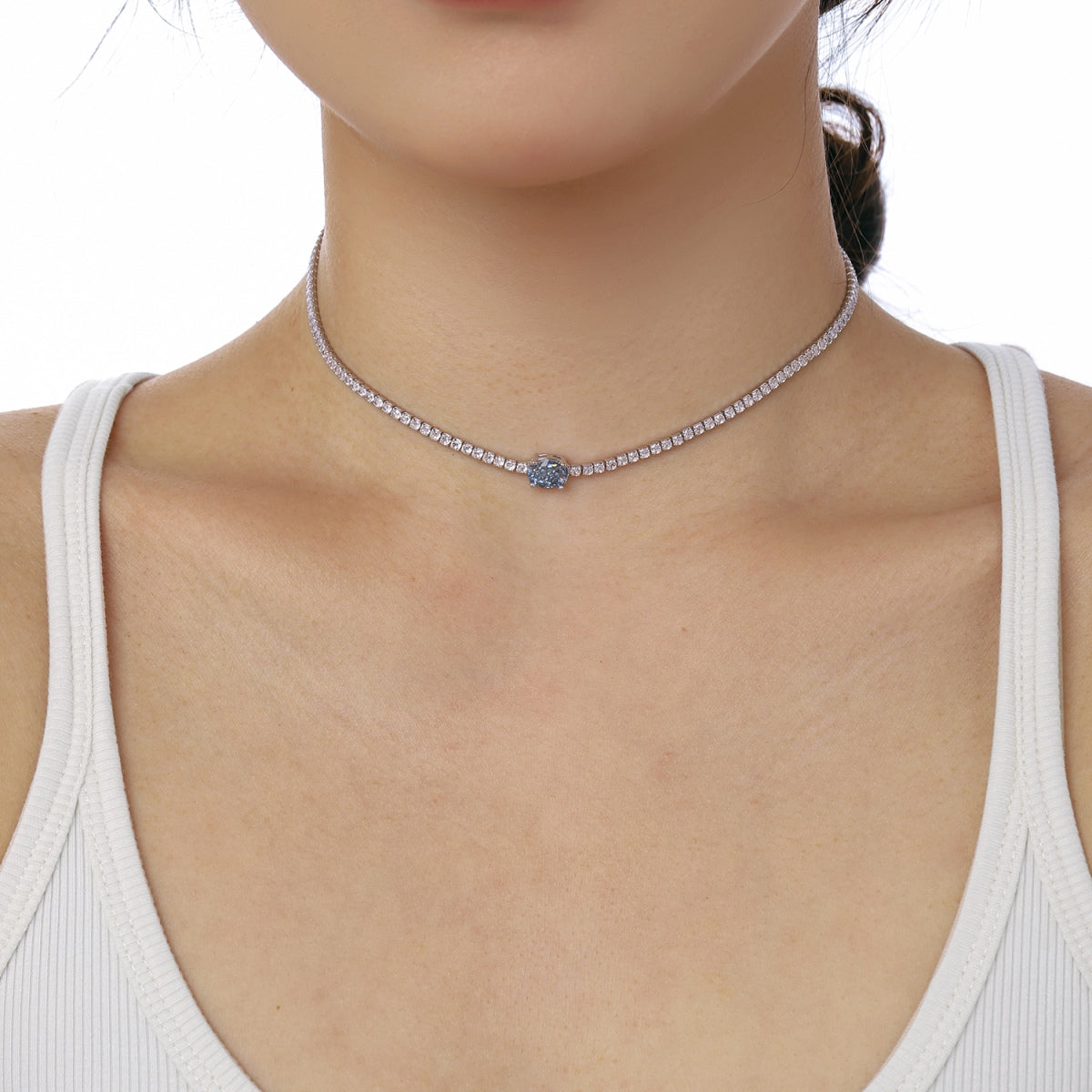 [CiCi]1.0 Carat Shining Oval Cut Necklace