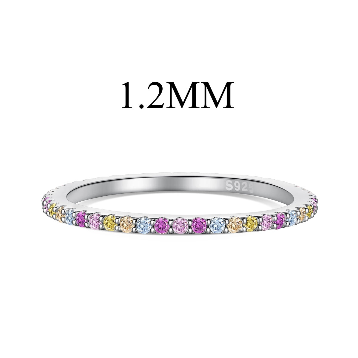 [CiCi]Ornate Colorful Round Cut Tennis Ring