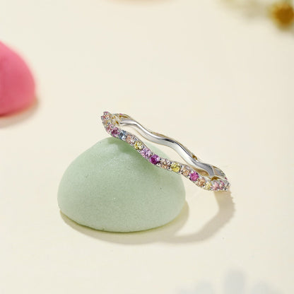 [CiCi]Dainty Colorful Round Cut Party Ring
