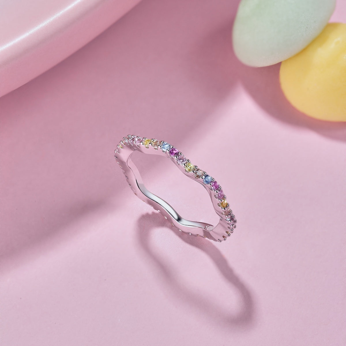 [CiCi]Dainty Colorful Round Cut Party Ring