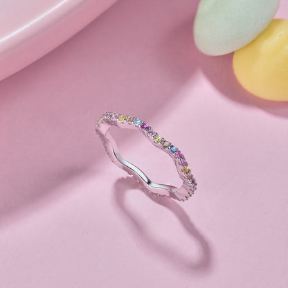 [CiCi]Dainty Colorful Round Cut Party Ring