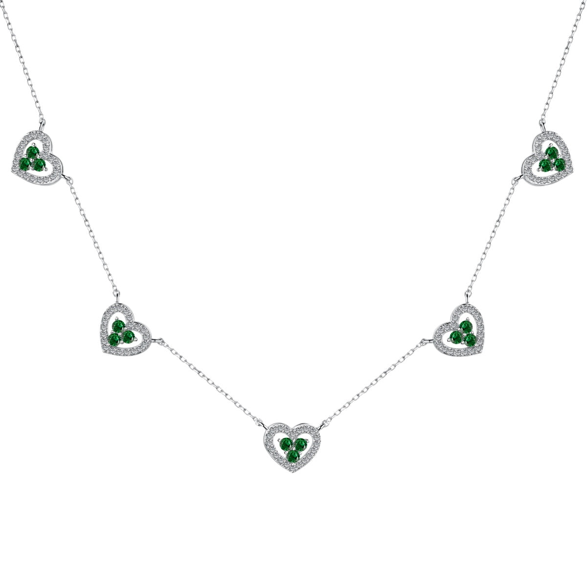 [CiCi]Sparkling Five Heart Necklace
