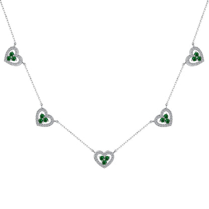 [CiCi]Sparkling Five Heart Necklace