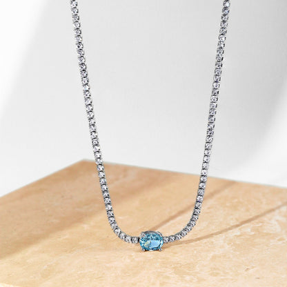 [CiCi]1.0 Carat Shining Oval Cut Necklace