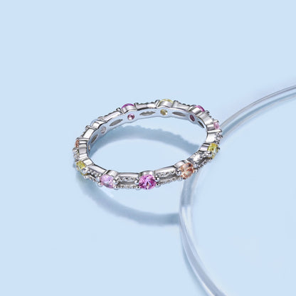 [CiCi]Sparkling Colorful Round Cut Tennis Ring