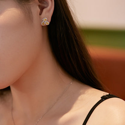 [CiCi]Ornate Flower Shape Pear Cut Lover Earrings