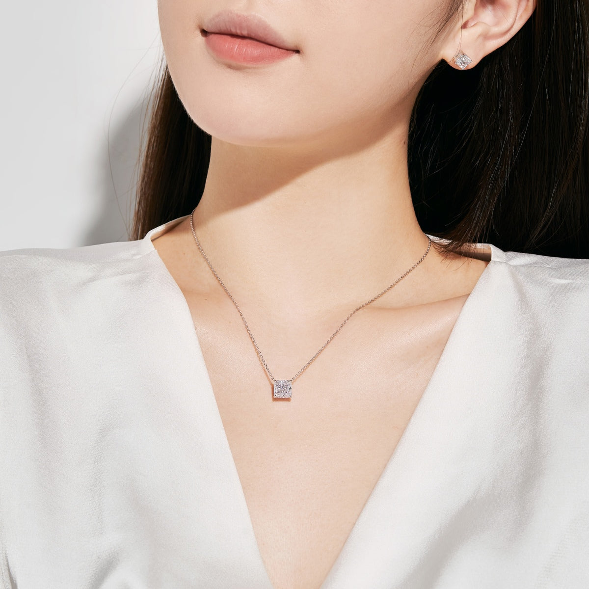 [CiCi]1.0 Carat Radiant Princess Cut Wedding Earrings