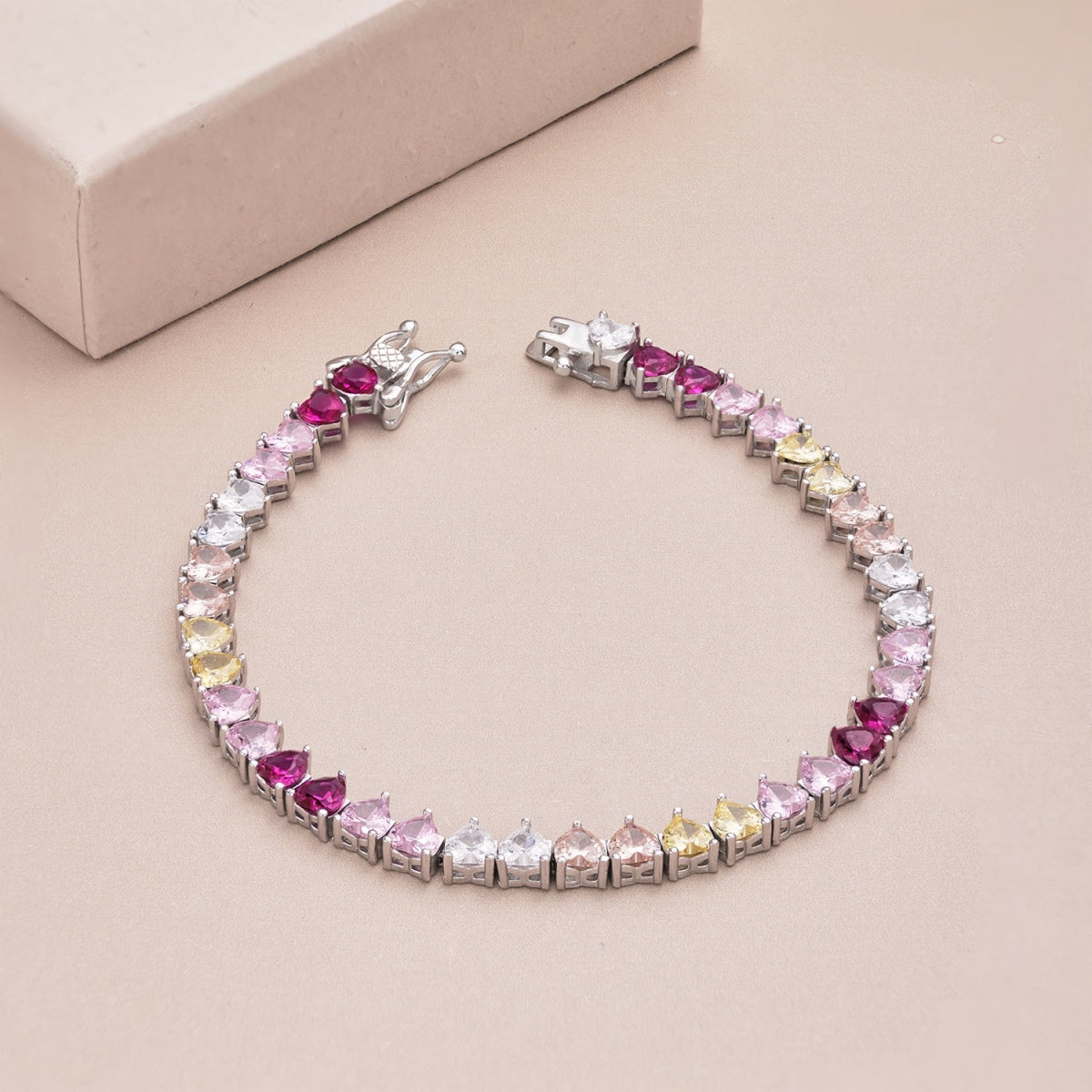 [CiCi]Luxurious Colorful Romantic Heart Shape Lover Bracelet