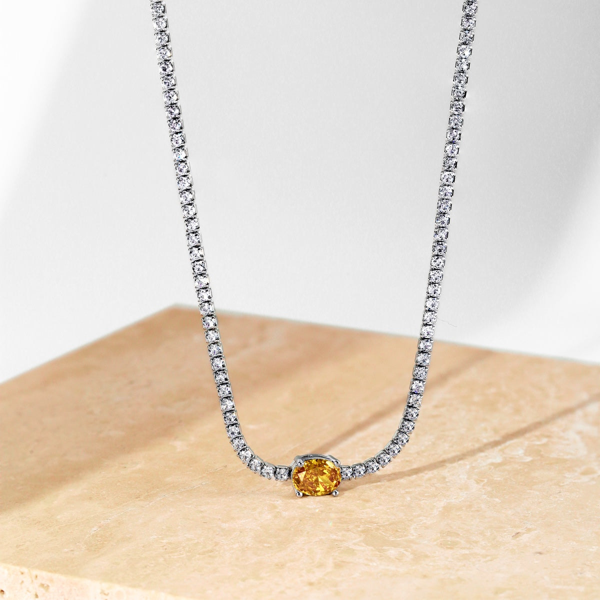 [CiCi]1.0 Carat Shining Oval Cut Necklace