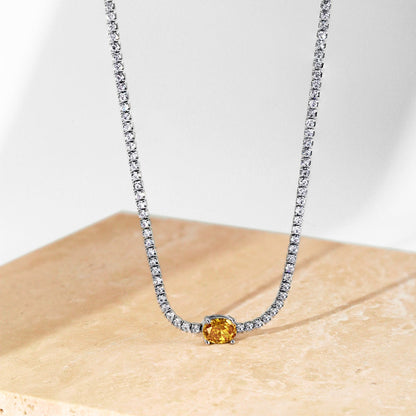 [CiCi]1.0 Carat Shining Oval Cut Necklace