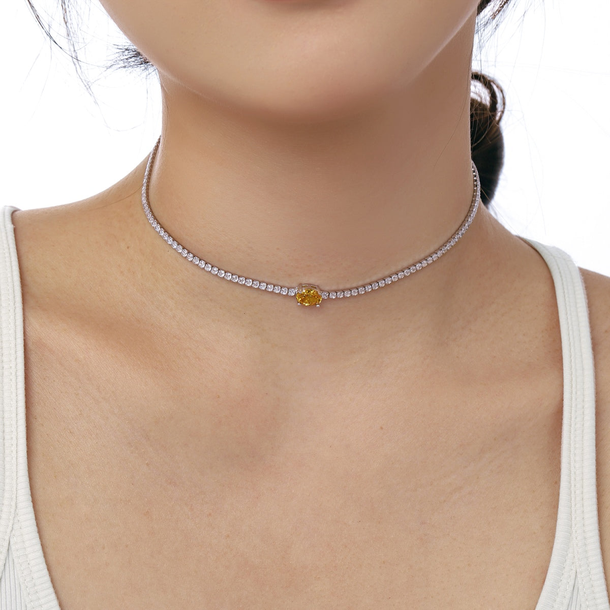 [CiCi]1.0 Carat Shining Oval Cut Necklace