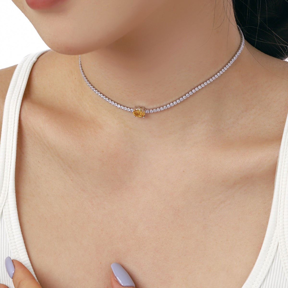 [CiCi]1.0 Carat Shining Oval Cut Necklace