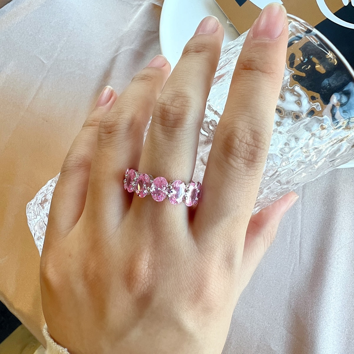 [CiCi]Dainty Elongated Cushion Cut Tennis Ring