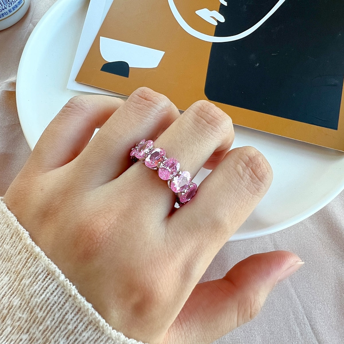 [CiCi]Dainty Elongated Cushion Cut Tennis Ring