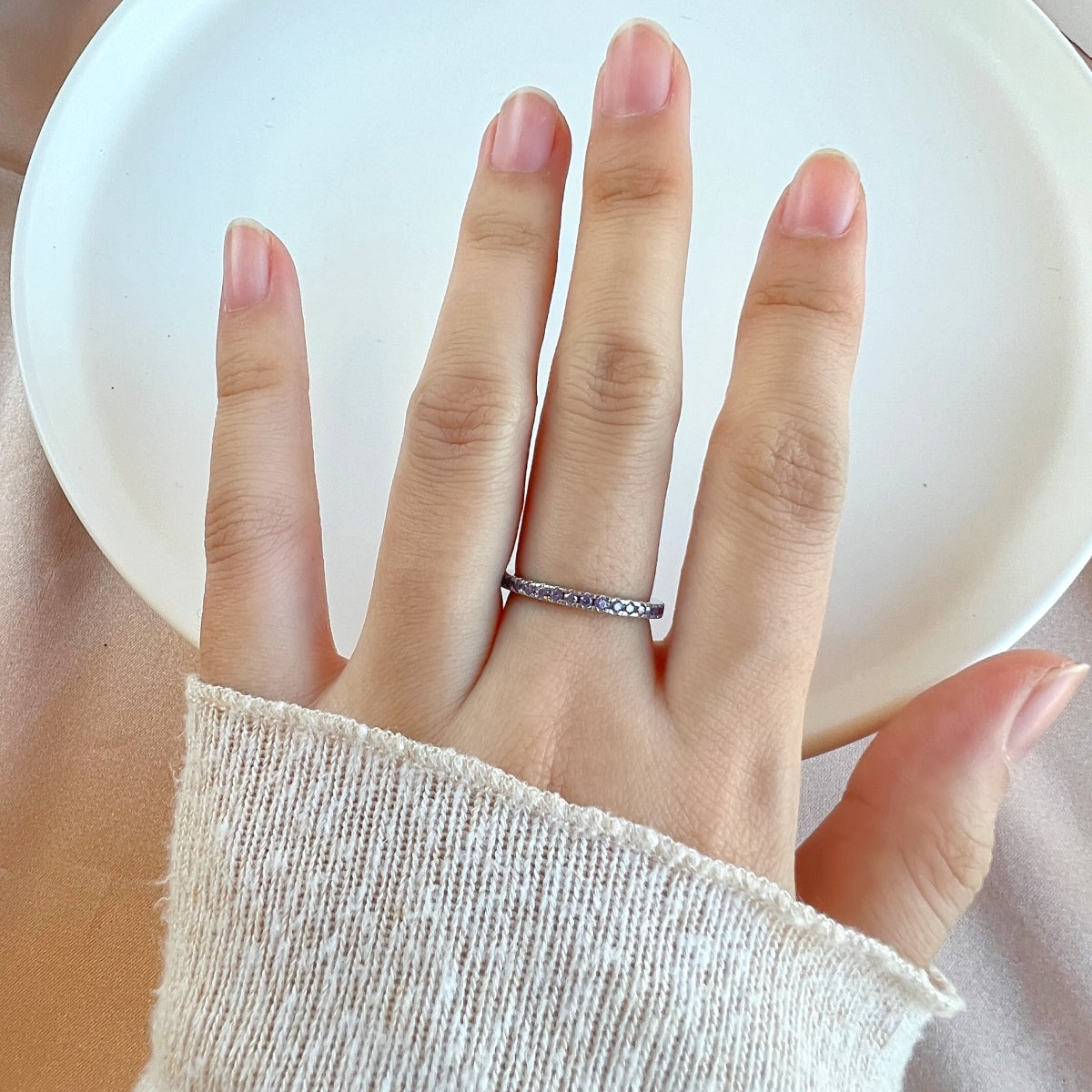 [CiCi]Delicate Sparkling Round Cut Daily Ring