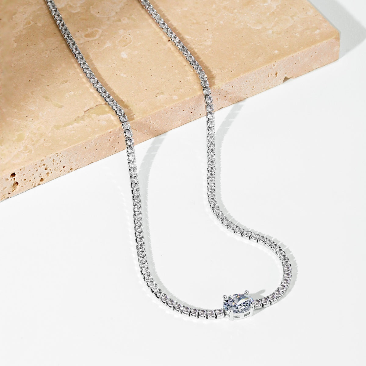 [CiCi]1.0 Carat Shining Oval Cut Necklace