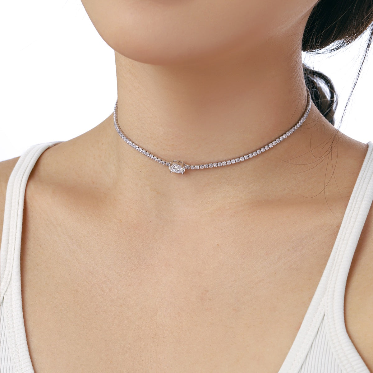 [CiCi]1.0 Carat Shining Oval Cut Necklace