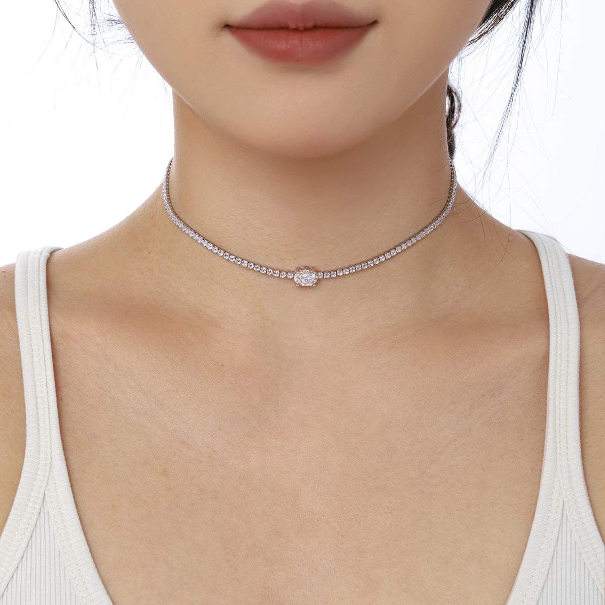 [CiCi]1.0 Carat Shining Oval Cut Necklace