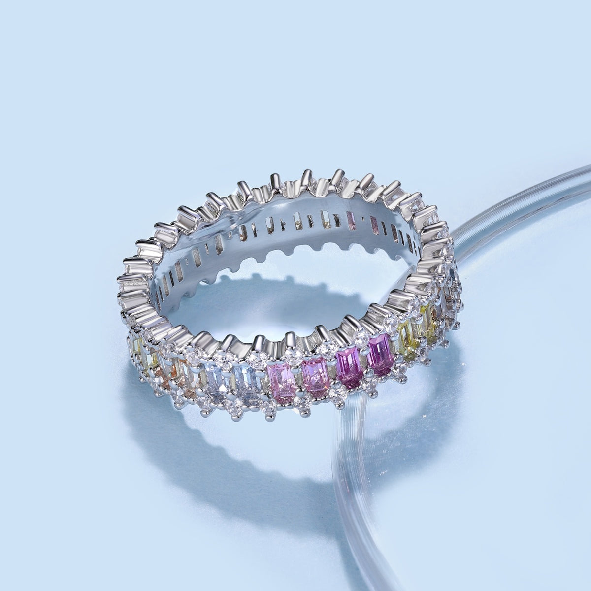 [CiCi]Splashy Ornate Emerald Cut Cocktail Ring