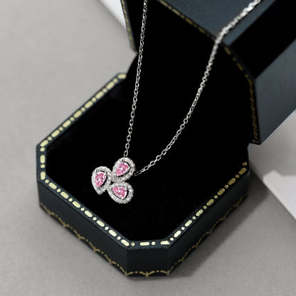 [CiCi]Elegant Flower Shape Pear Cut Necklace