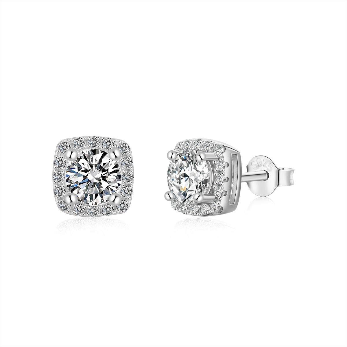 [CiCi]Classic Round Center Stone Stud Earrings
