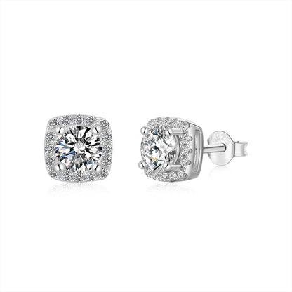 [CiCi]Classic Round Center Stone Stud Earrings