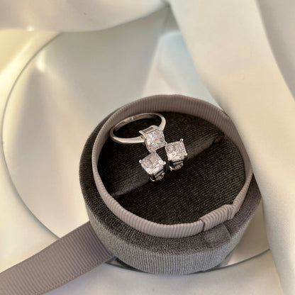 [CiCi]1.0 Carat Radiant Princess Cut Wedding Earrings