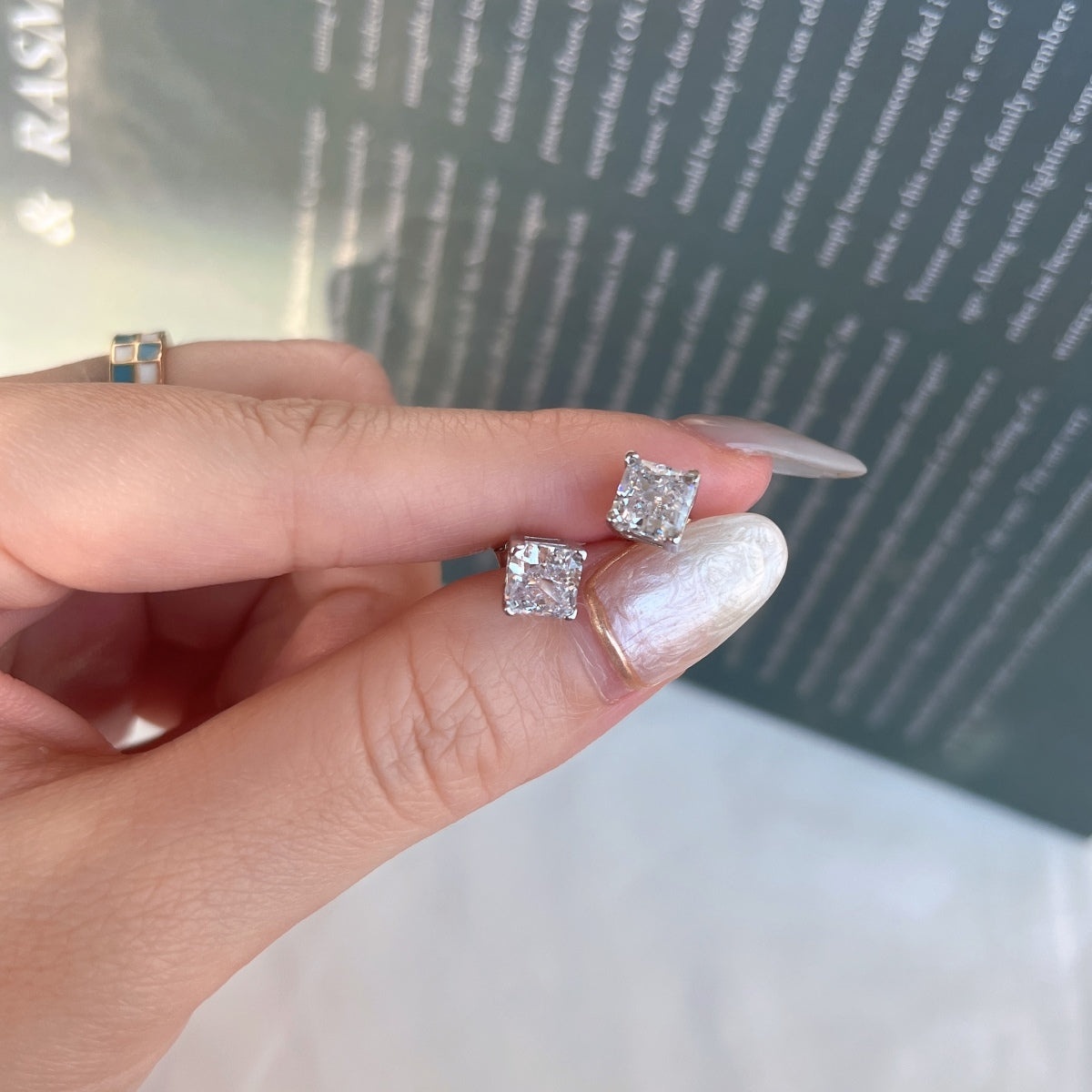 [CiCi]1.0 Carat Radiant Princess Cut Wedding Earrings