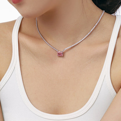 [CiCi]4.0 Carat Elegant Radiant Cut Necklace